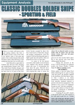 Classic Doubles 'Golden Snipe' Sporting & Field - page 86 Issue 37 (click the pic for an enlarged view)