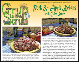 Grub in the Scrub - Pork and Apple Kebabs - page 50 Issue 64 (click the pic for an enlarged view)